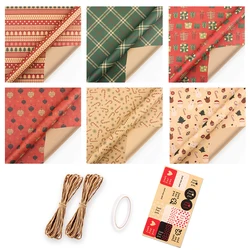 Papier d'emballage Kraft pour fête d'anniversaire, emballage pour Festival, décor de Festival, emballage artisanal imprimé, décoration artistique, 6 pièces 