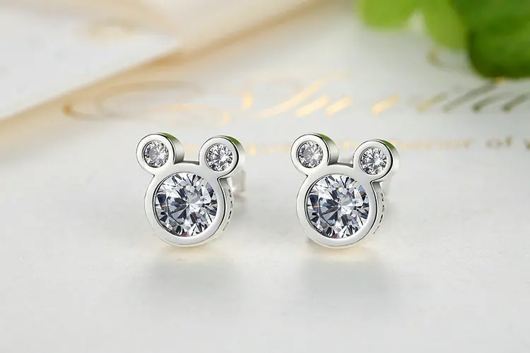 925 Sterling Silver Women Jewelry Crystal Cartoon Animals Stud Earrings for School Girls Kids Gift Pendientes Oorbellen eh1415 - Image 3
