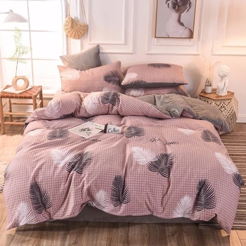 

Double-sided Cotton Crystal Velvet Duvet Cover Sets 3/4pcs Plants Printed Bedding Sets Soft Skin-friendly Bed Sheet Pillowcase