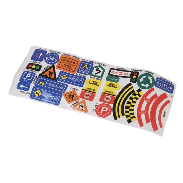 56 pcs/ set of children DIY model scene toy sign road sign traffic sign 6