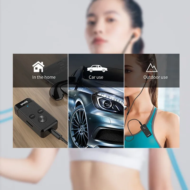 Wireless Receiver 5 0 Support Bass and Noise Reduction Mode TF Card Play Adapter Bluetooth Adapter For Headphone With Sport Clip