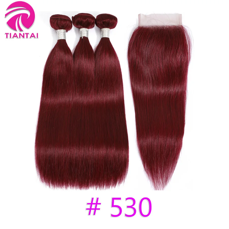 Malaysian Straight Human Hair Bundles with Closure Ombre Bundle with Closures Honey Blonde Colored Burgundy Brown 27 30 99J Remy - Цвет: #530