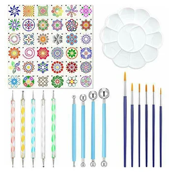 

35Pcs Mandala Dotting Tools Kits Painting Tools Kits Brushes Paint Tray Paint Brushes for Rock Canvas Fabric Painting Nail Art