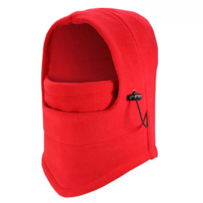 Мужская и женская зимняя туристическая шляпа уличная флисовая теплый шарф на шею маска для лица Лыжная велосипедная маска туристическая для верховой езды теплые шапки - Цвет: Красный