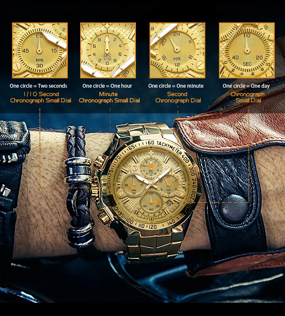 Relogio Masculino WWOOR Men Watches 2022 Top Brand Luxury Wrist Watches Men Male Gold Big Golden Chronograph Wristwatch Man