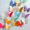 Pegatina 3D de mariposa para pared, 12 Uds., Media calada, para decoración del hogar, boda, pegatinas multicolores ► Foto 1/6