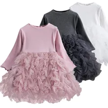 Платье для маленьких девочек, пышный Детский костюм-пачка зимняя детская праздничная одежда с длинными рукавами Детская одежда Одежда для девочек Vestidos, 2, 6 лет