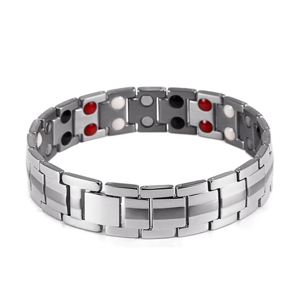 

European American Fashion Men Health Bangles Stainless Steel Double Row Magnetic Charm