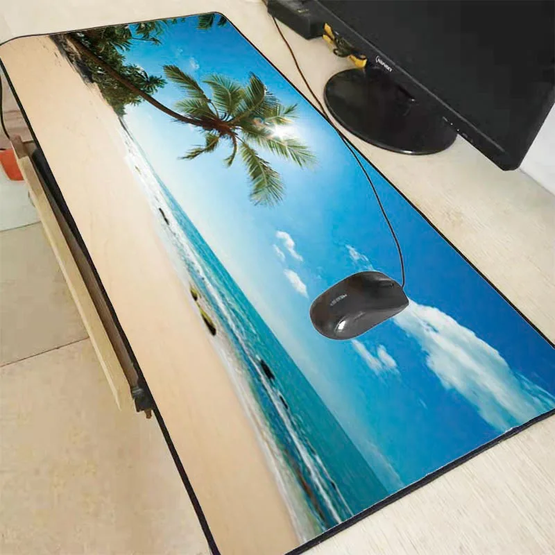 

XGZ Palm Seaside Large Gaming Mouse Pad Natural Rubber Mouse Mat Keyboard Pad Desk Mat for Laptop Computer Gamer Mousepad XXL