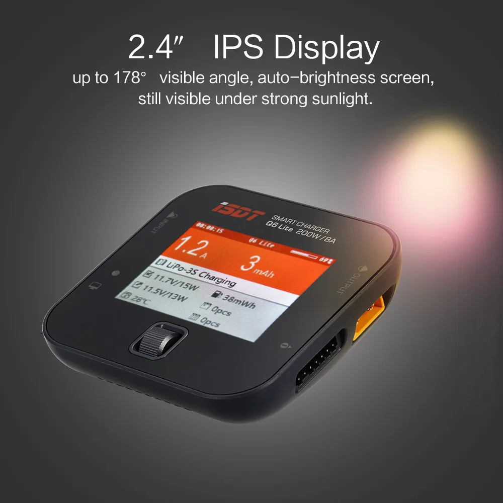 

ISDT Q6 Lite 200W 8A Mini Pocket Smart Battery Balance Charger for 1-6S Lipo Battery RC Drone Quadcopter