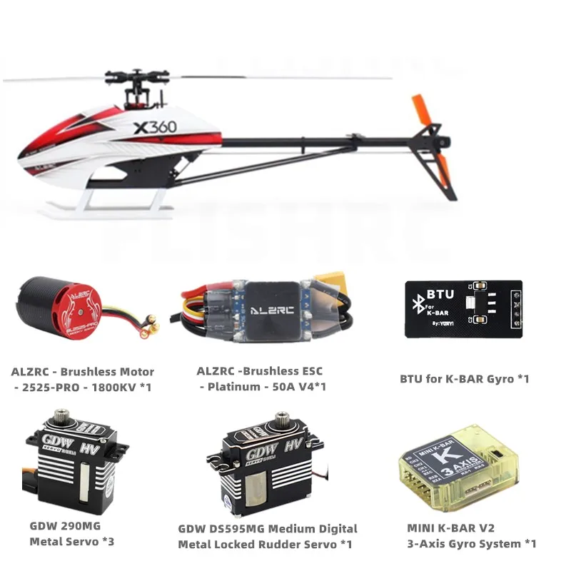 

ALZRC-X360 FAST FBL Super Combo GDW DS290MG and GDW DS595MG with BTU RC Helicopter for GAUI X3