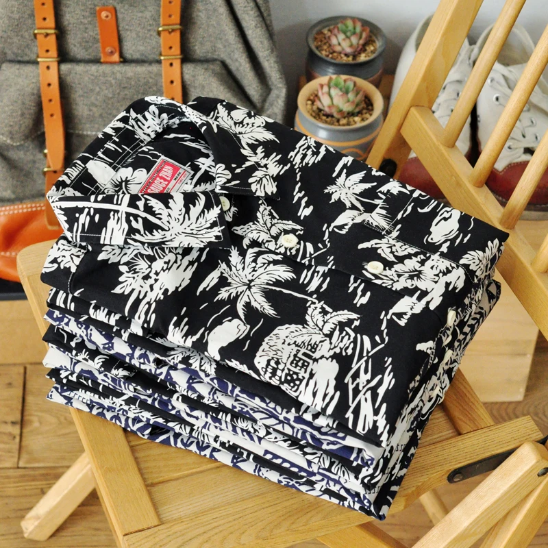 Saucezhan mens shirts men summer shirts Short sleeve Printed shirt Hawaiian shirt Pure cotton Comfortable and breathable