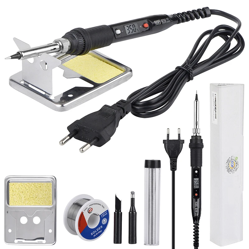 

JCD 908S Industrial-grade LCD Adjustable Temperature Internal Heating Electric Soldering Iron 80W Welding Equipment Work Tool