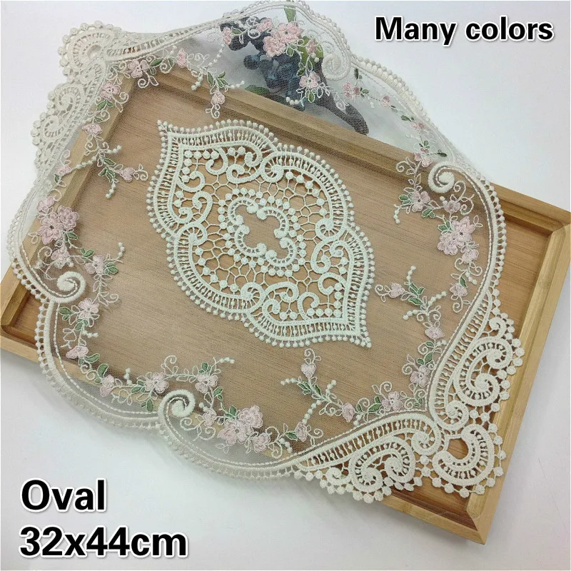 

European Exquisite Lace Embroidery Oval Tablecloth Balcony Bedroom Coffee Table Coaster Restaurant Dessert Fruit Nappe Tapete