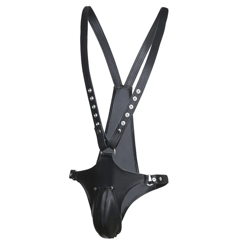 Adult Sex Toys Penis Bondage Man Leather Pants Bib Erotic Games Fetish Wear Cosplay Strapon Men Chastity Belt Panties Costume | Красота и