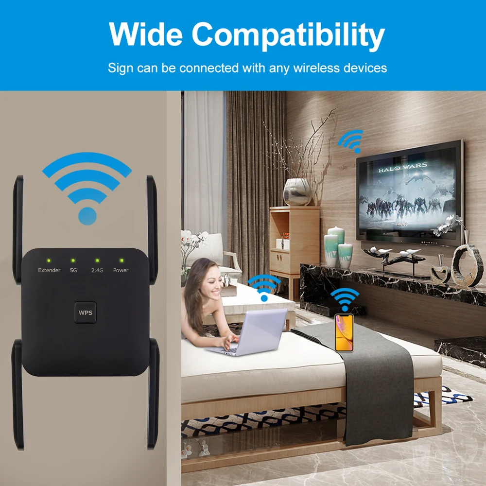 internet wifi amplifier 5 Ghz WiFi Repeater Wireless Wifi Extender 1200Mbps Wi-Fi Amplifier 802.11N Long Range Wi fi Signal Booster 2.4G Wifi Repiter wifi amplifier for laptop