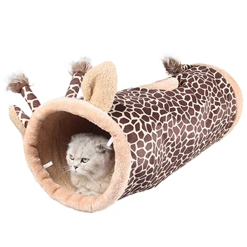 

Promotion! Folding Channel Tunnel Pet Cat Bed Small Dog Puppy Kennel Cat Sleeping Bag Warm Nest -Giraffe