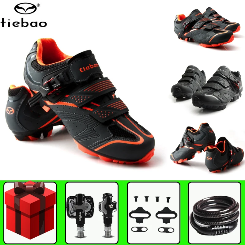 

Tiebao Cycling Shoes add SPD pedal set sapatilha ciclismo mtb chaussure vtt Mountain Bike Men sneakers Bicycle Self-locking