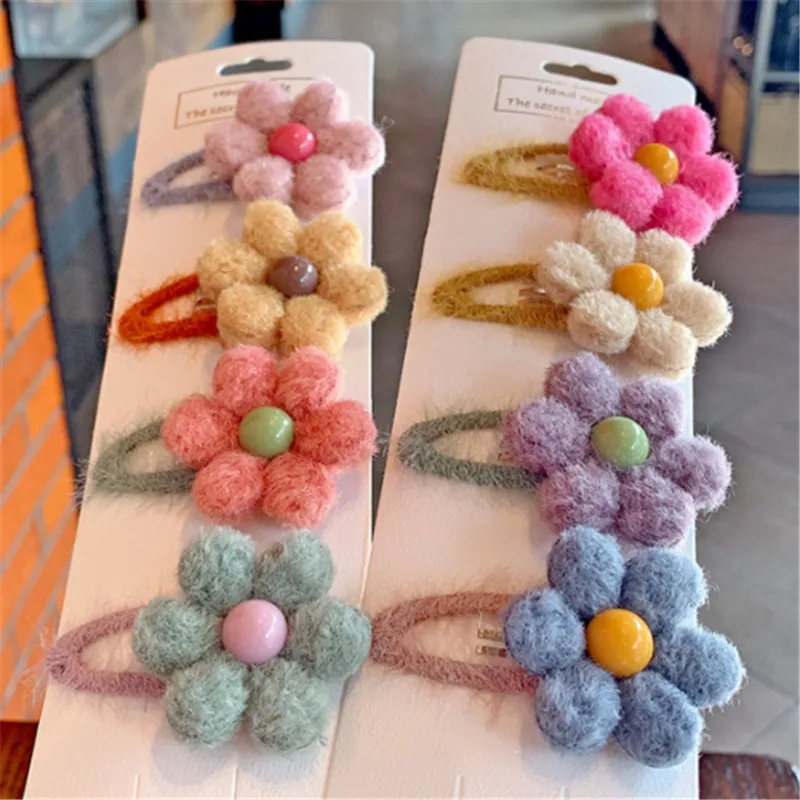 mixed colors 10 шт./лот, новинка, заколки для волос с подсолнухами и цветами для девочек, милая плюшевая повязка для волос, заколки для волос, аксессуары для волос для детей, креативный головной убор принцессы - Цвет: mixed colors