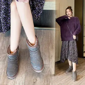 

Winter Women Snow Boots Warm Short Fur Plush Winter Ankle Boot Platform Ladies Suede Shoes Female Comfort Botas Mujer