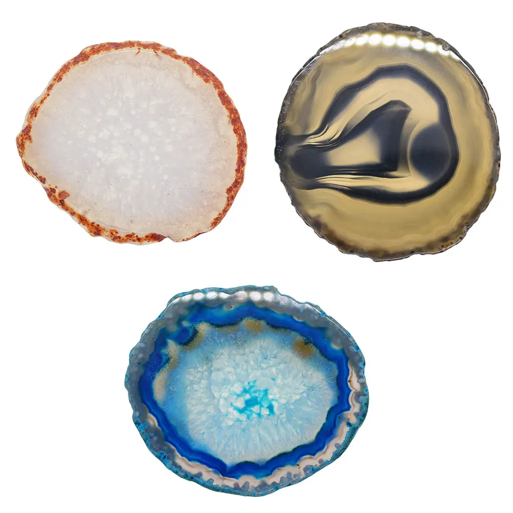 3pcs 80-100mm Irregular Agate Slice Cup Mat Coaster Christmas/New Year Gifts For Family Friends Group 6#