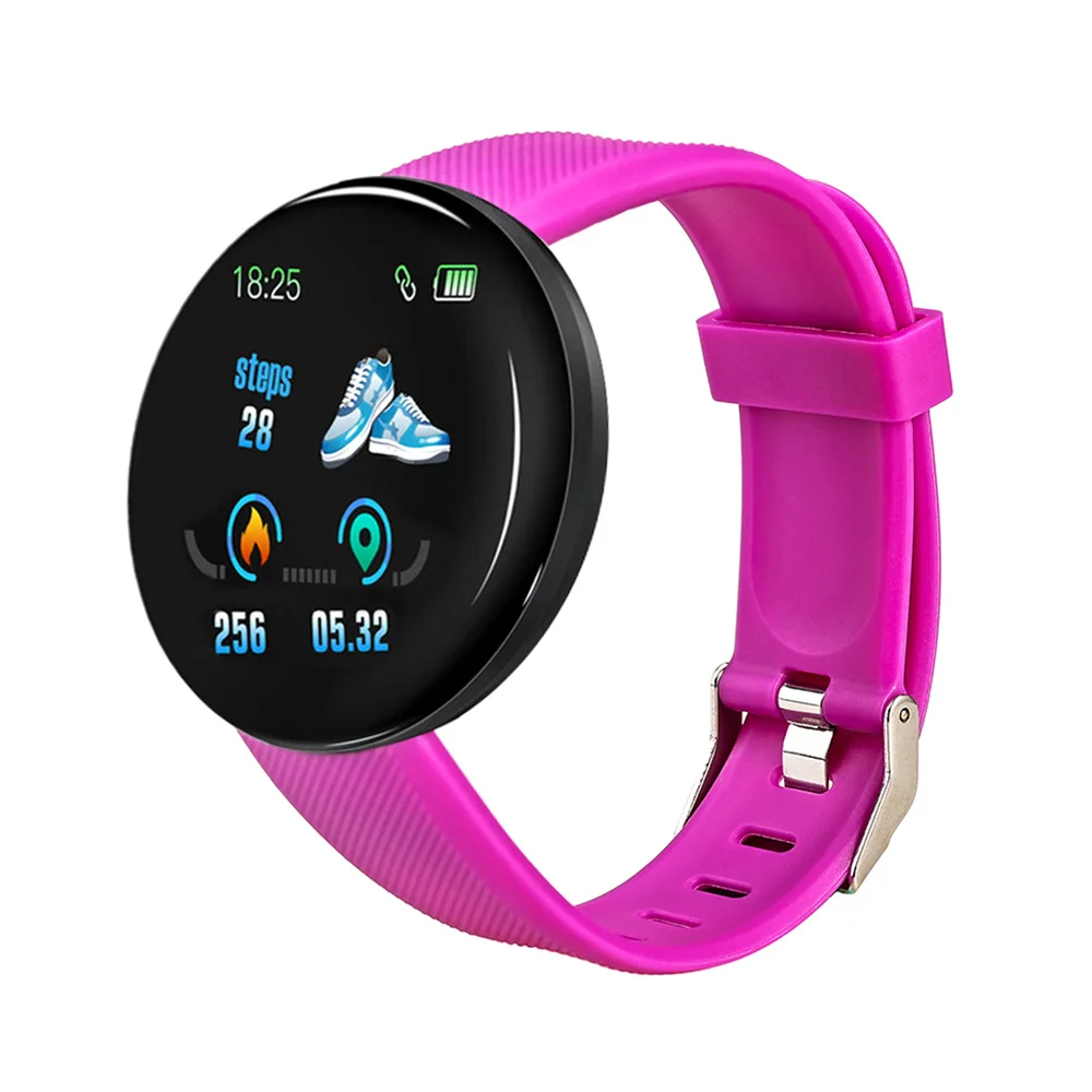 Rovtop D18 умные часы для мужчин и женщин, кровяное давление, круглые умные часы, водонепроницаемые спортивные Смарт-часы, фитнес-трекер для Android Ios Z2 - Цвет: Фиолетовый