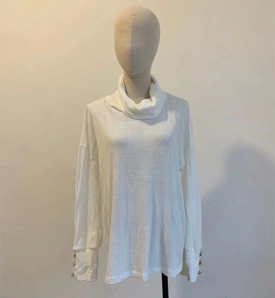 Plus Size Knitted Turtleneck Women's Sweater Long Sleeve Oversize Button Female Sweaters Winter Fashion Casual Ladies Clothes