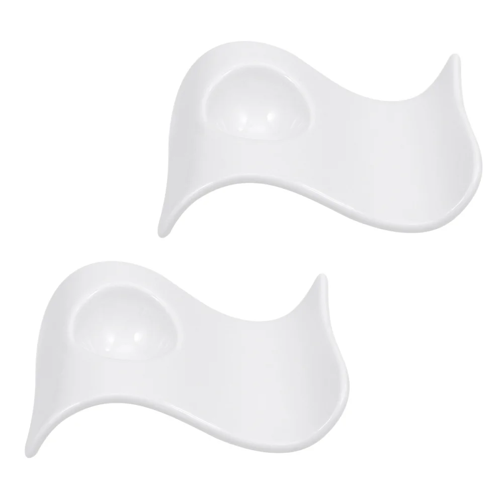 2pcs Ceramic Egg Cup Stand Holders Organizer Wave Type Tray for Home and Restaurant (White) |