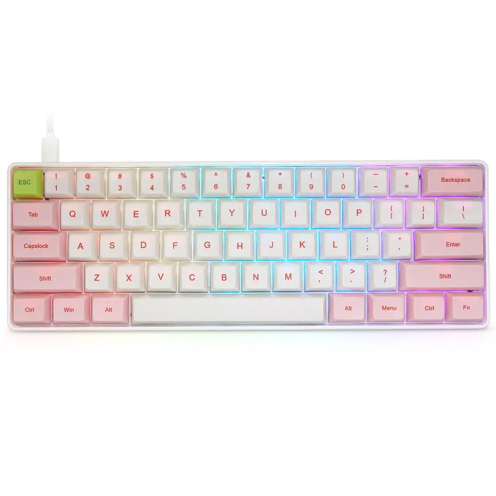 US $66.95 Geek Customized SK61 Gateron Switch 60 61Keys NKRO Gateron Optical TypeC Wired RGB Backlight Mechanical Gaming Keyboard for PC