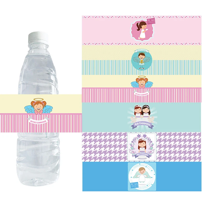 10pcs, Church Water Bottle Sticker Labels Baby First Communion Girls Boys Bible Religious Labels Baby Shower Party Wedding Event