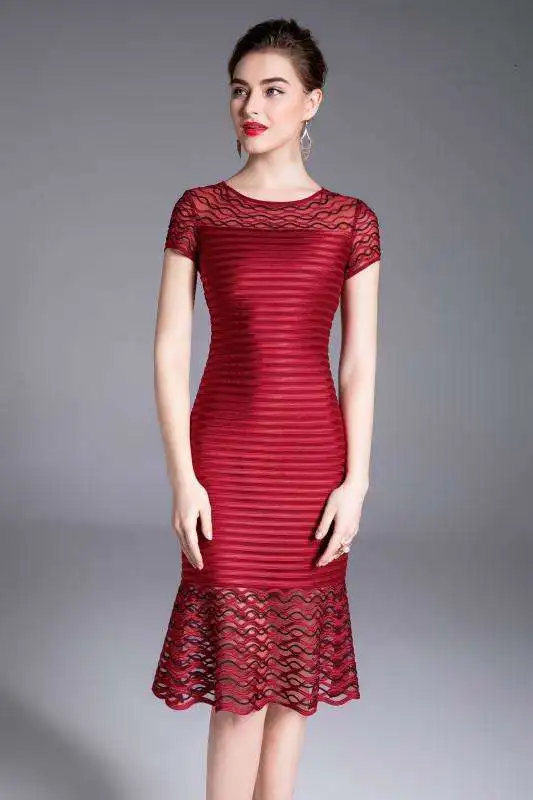 BacklakeGirls новые Стиль с круглым вырезом, с короткими рукавами и кружевами Многоуровневое прямые платья для матери невесты платья по колено застежкой-молнией на спине
