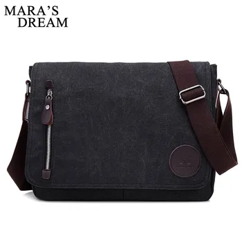 

Mara's Dream New Men's Bag Canvas Solid Color Bag Casual Shoulder Bag Square Buckle Crossbody Bag