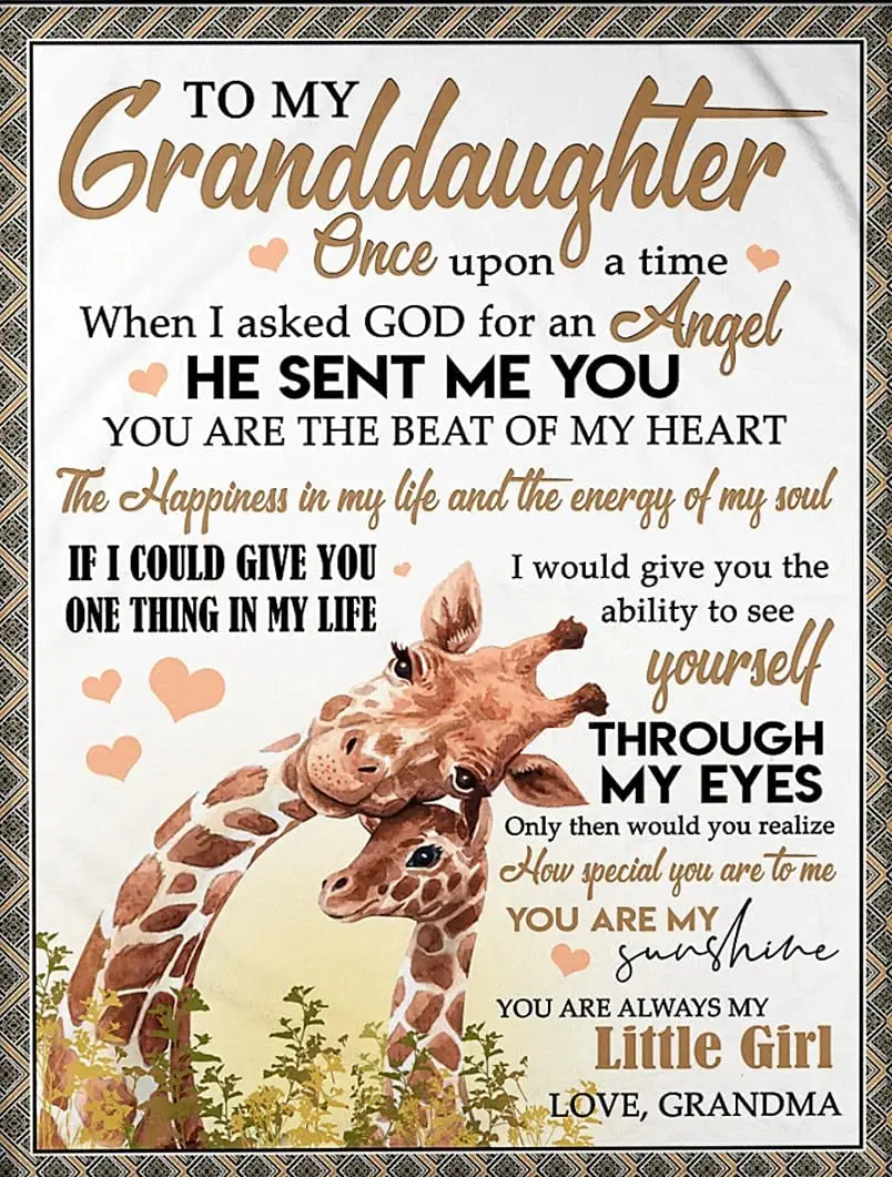 Personalized Animal Blanket to My Granddaughter from Grandma Custom Name Cute Giraffe Forest Throw Fleece Blankets Customized | Дом и сад