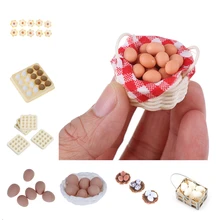 1:12 escala casa de muñecas accesorios en miniatura comida de cocina Mini huevo con bandejas de huevos para casa de muñecas juego de cocina comida
