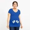 Camisetas de maternidad de talla grande para embarazadas, ropa divertida informal de manga corta con huella de gemelos ► Foto 3/6