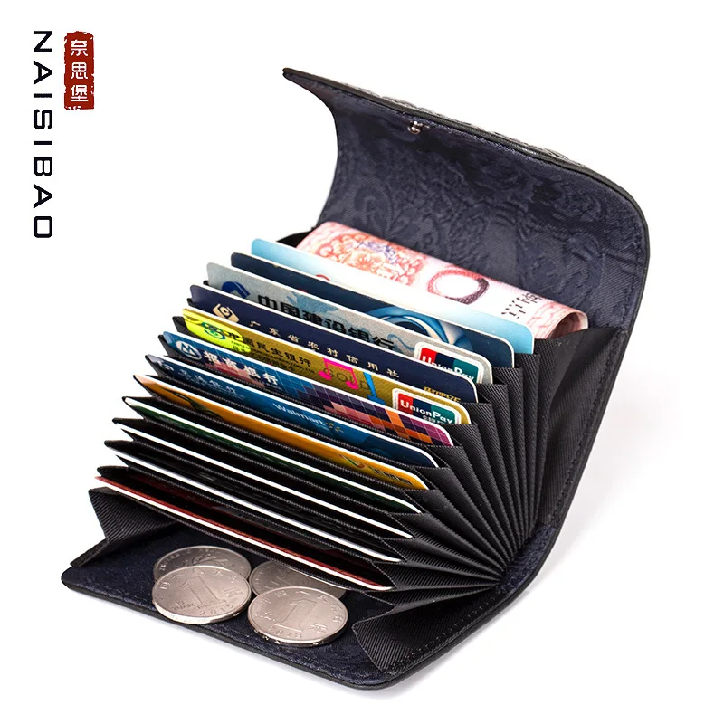 

Wallet Women's Genuine Leather Anti-Theft Brush Card Bit More Large Capacity Anti Degaussing Hide Substance Documents Bus ID Car