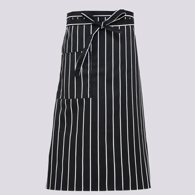 Waiter Kitchen Wear Men Chef Uniform Polyester Striped Women Waitress Restaurant Cook Costumes Cafe Pocket Chef Aprons - Цвет: Half1