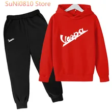 

VESPA Battery Car Letter Printing 2021 Fashion Brand Girl Two-Piece Cotton Sports Two-Piece Boy Sportswear Hoodie Casual Top
