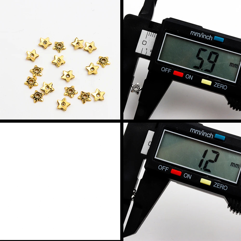 50 stücke Alte Kupfer Splitter Gold Bronze Fünfzackigen Stern Mit Loch Form Metall Spacer Bead Caps Für Halskette armband Schmuck – Detail 20