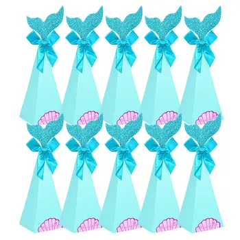 

10/20pc Bowknot Mermaid Candy Box Little Mermaid Party Supplies Gift Favor Box For Wedding Baby Shower Birthday Party Decoration