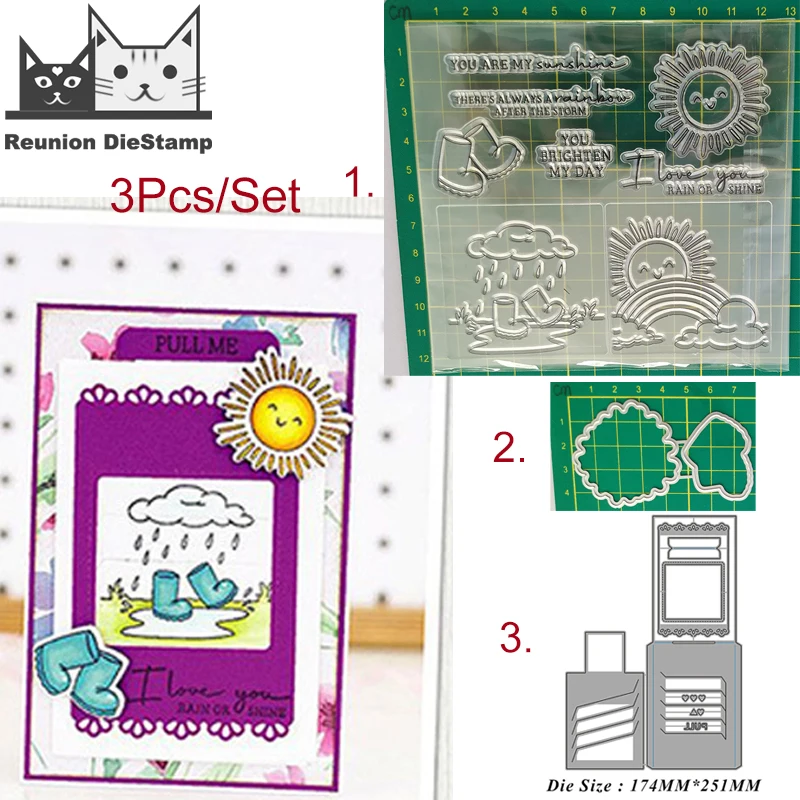 Sunny and Rainy Agency Card Metal Cutting Dies and Stamps Stencil for