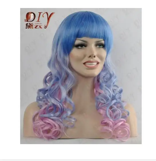 zhao079004293&gt+++wig Multi-Color Curly Pretty 22&quot Long Wig Anime Cosplay Full Hair T2520-4134-2333 | Тематическая одежда и