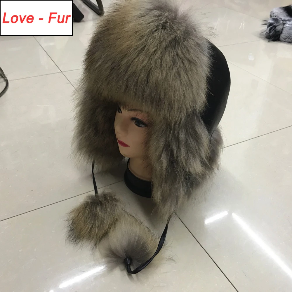 Женская шапка с натуральным лисьим мехом зимняя бомбер Ushanka теплая меховая для