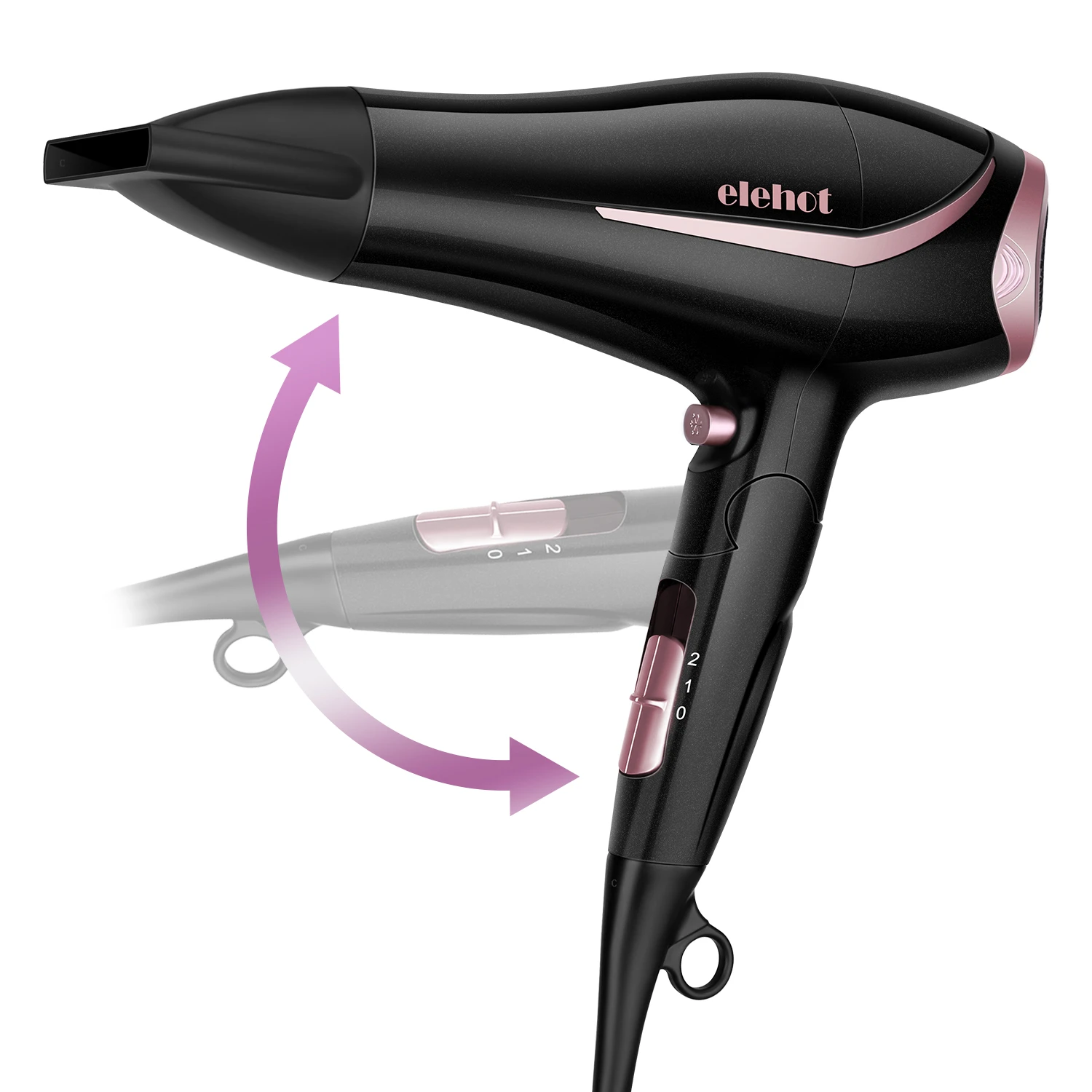 Ionic Hair Dryer Foldable With 3 Temperatures And 2 Speed Setting Blow  Dryer 1800-2200w With 1 Concentrator Nozzle Elehot - Hair Dryers -  AliExpress