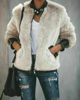 

New Fashion Women Thick Warm Teddy Bear Pocket Fleece Jacket Coat Zip Up Outwear Overcoat UK