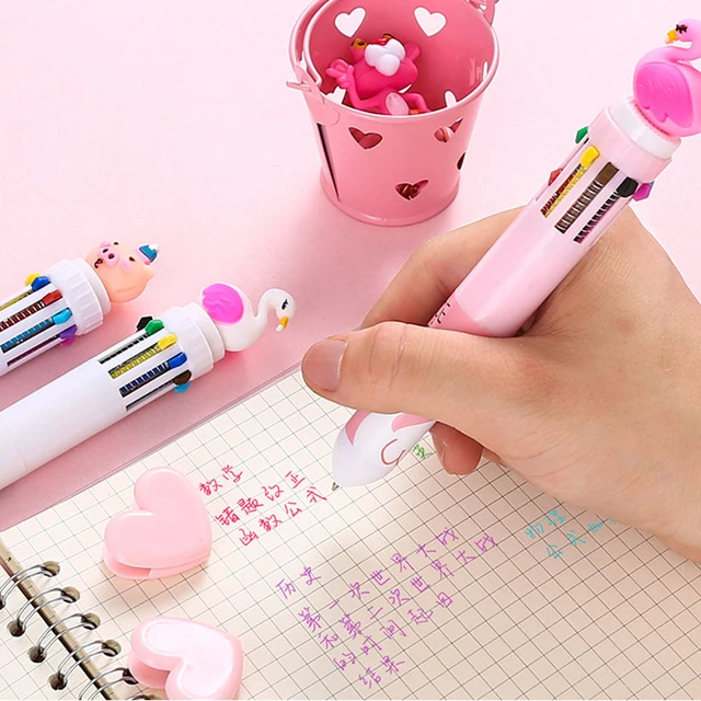 Caneta esferográfica kawaii, 10 cores, fofa, kawaii, novidade, para  estudante, escrita, canetas gel, material de escritório - AliExpress