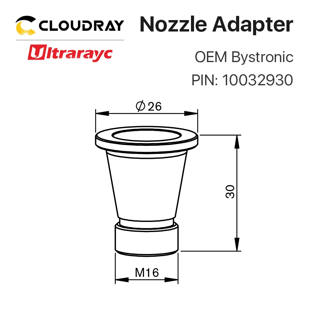 Ultrarayc Laser Nozzle Base for Fiber Cutting Head Bystronic D2 H30.5 PIN 2-08701