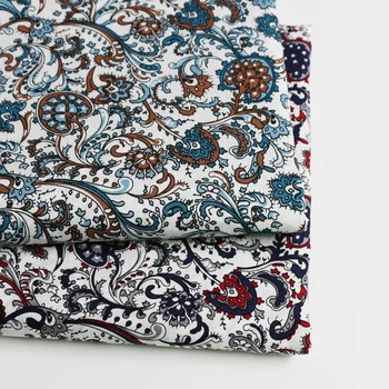 

100cm*147cm Retro Floral Cotton Poplin Fabric Sewing Diy Material Traditional Cotton