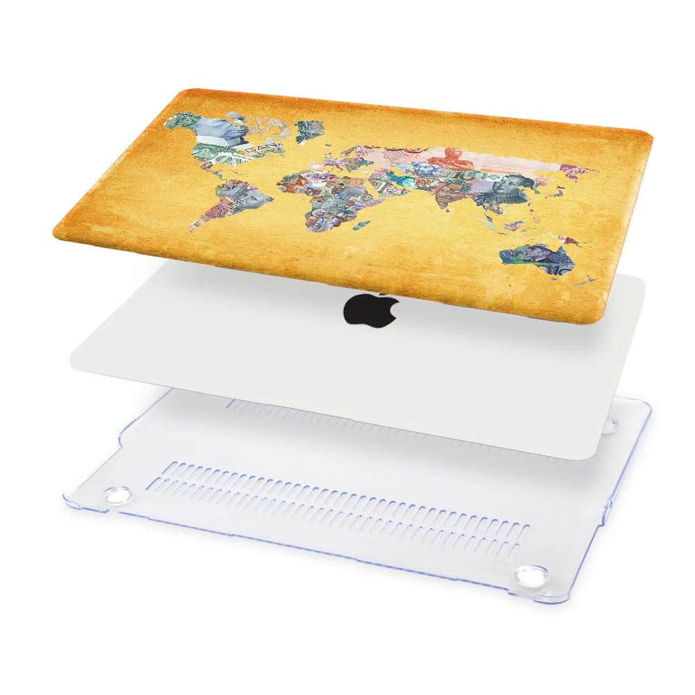 Wolrd карта ноутбука Сменный Чехол для Macbook Air Pro retina 11 12 13 15 дюймов с сенсорной панелью ПВХ жесткий чехол для Mac Book 13,3