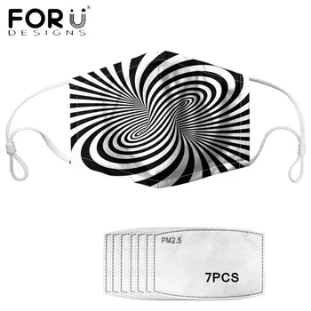 

FORUDESIGNS New Arrival Funny Face Mouth Cover Masks Abstract Spiral Striped Printing Fashion Reusable Anti Dust Mask Tapabocas